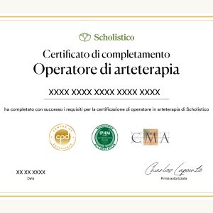 Certificato ufficiale per il corso di formazione per operatore di arteterapia