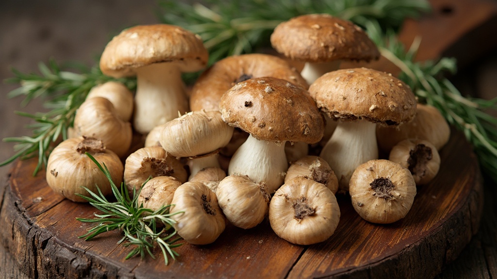 Varietà di funghi su tagliere