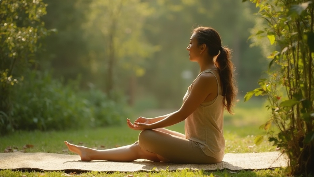 Persona che pratica yoga in un ambiente naturale sereno