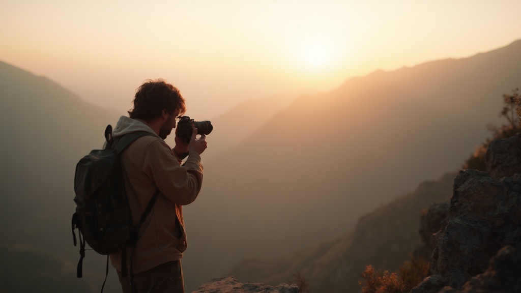 Persona che scatta una foto di un paesaggio o oggetto significativo