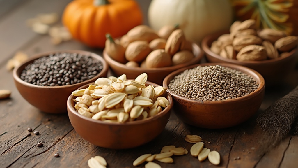 Varietà di noci e semi in ciotole